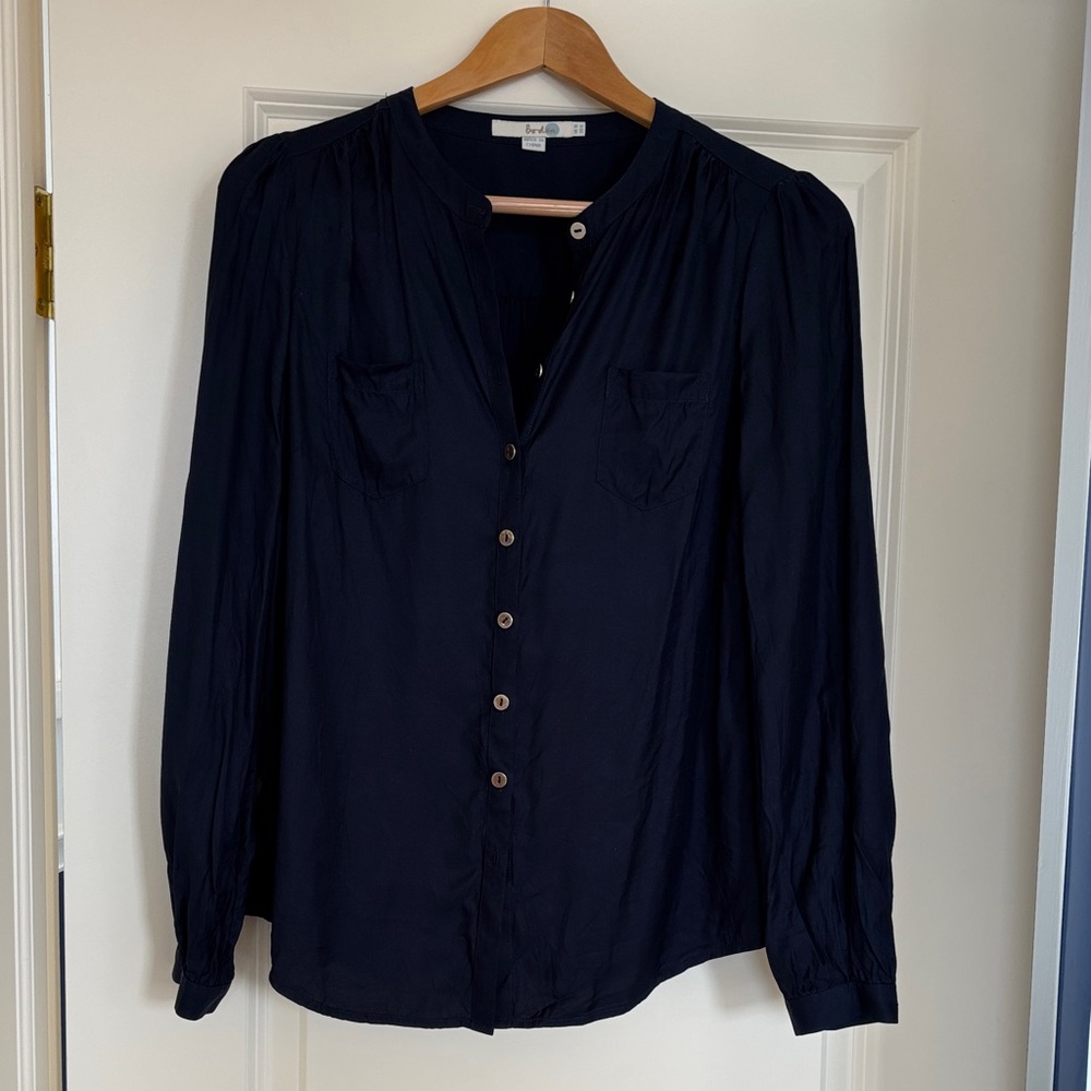 Boden Midnight Blue silk blend Button-Down Blouse